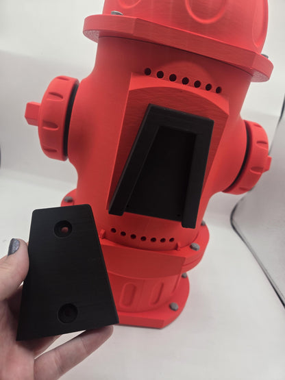 Fire Hydrant Themed Bird House 3D print rear view with two-part slide-on mounting bracket for post or fence