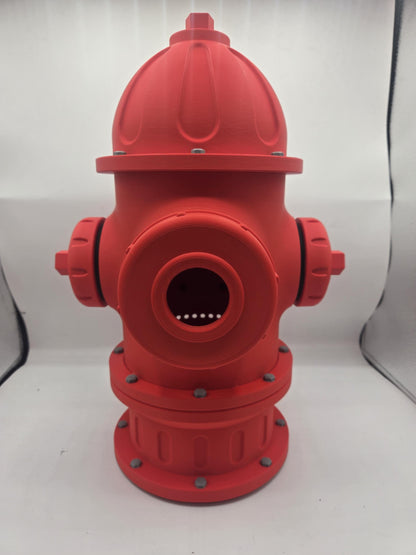 Fire Hydrant Themed Bird House 3D print front view showing airflow holes inside the entrance