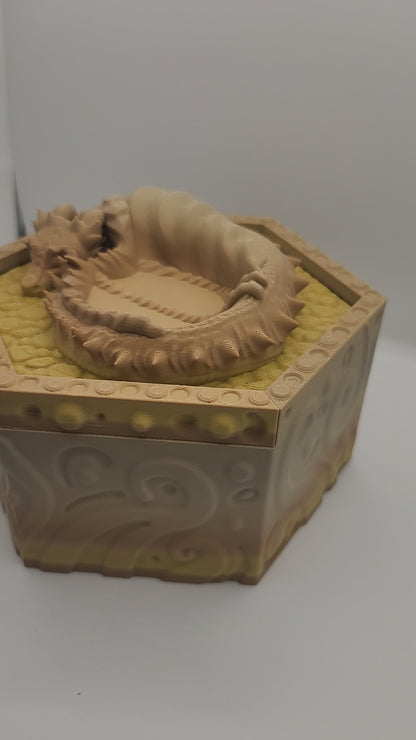 Dragon Guardian Trinket Box with Small Jewelry Tray on the Lid | 3D Print